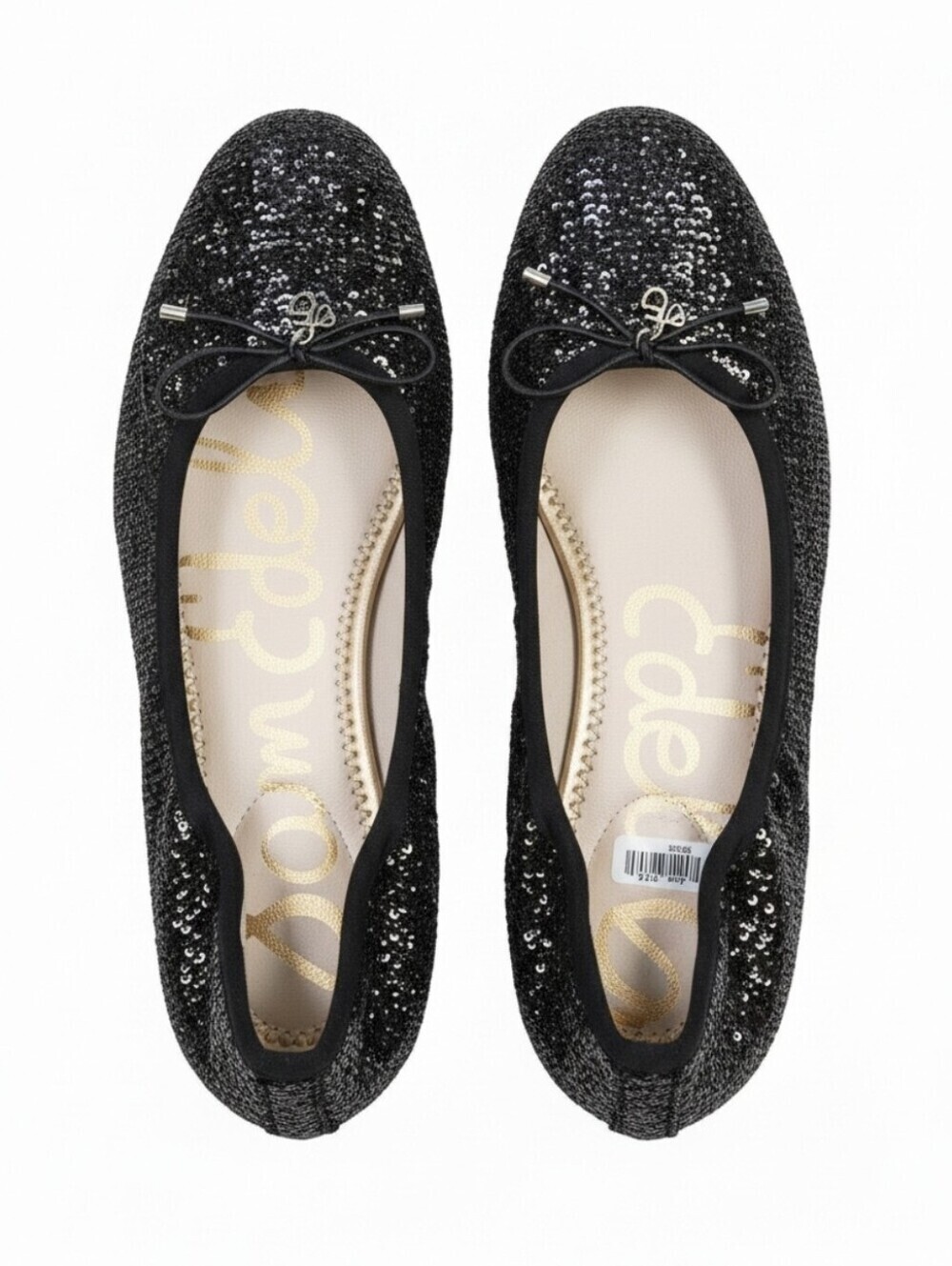 SAM EDELMAN | FELICIA LEATHER LINED SEQUINED MESH ELASTIC BALLET FLATS